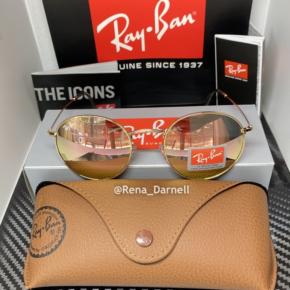 Ray-Ban Pink Round Metal RB3447 New - Picture 11 of 16